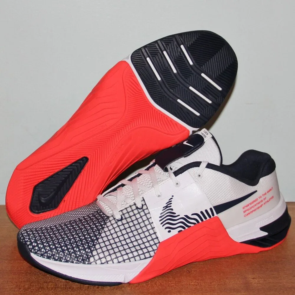Nike Metcon 8 Crossfit Training Shoes Mens 14 White Crimson Obsidian - Picture 1 of 6